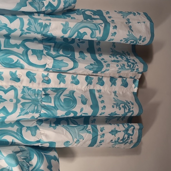 LUNE Allover Print Shirt Dress Size Large | Belted Tie Waist Midi | Day to Night - Picture 9 of 15